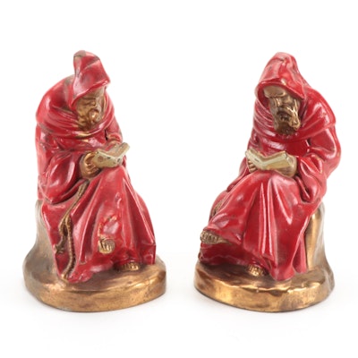 Armor Bronze Company "Reading Monk"  Bookends, Early to Mid 20th Century