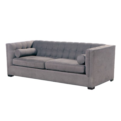Modernist Style Custom-Upholstered and Buttoned-Down Sofa