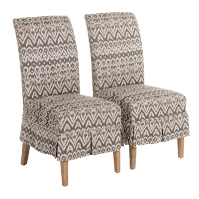 Pair of Patterned Slip Covered Dining Chairs, 21st Century