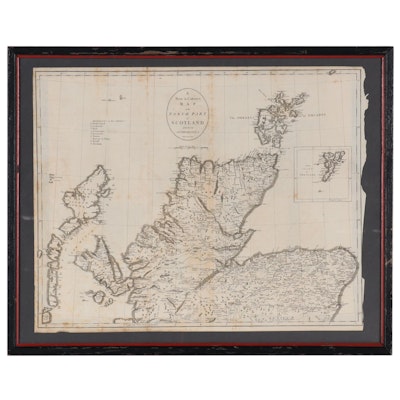John Cary Engraving Map of Northern Scotland, Early 19th Century
