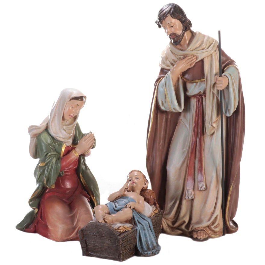Indoor or Outdoor Large Plaster Nativity Set