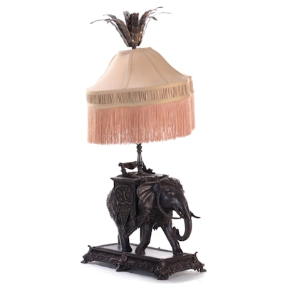 John Richards Lighting Cast Metal Elephant Table Lamp, Contemporary