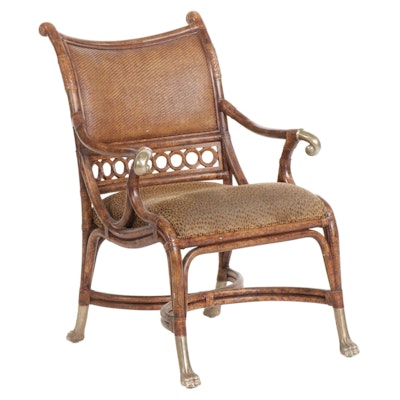 Jessica Charles Rattan, Wicker and Metal-Mounted Armchair