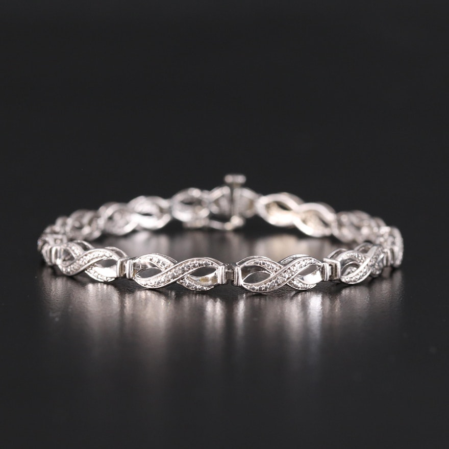 Sterling Diamond Infinity Bracelet