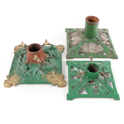 German Cold-Painted Cast Iron Christmas Tree Stands, Early to Mid-20th Century