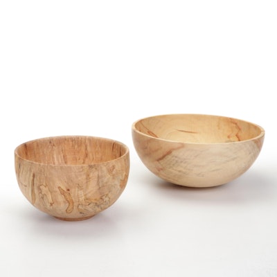 Jim Eliopulos Turned Spalted Maple and Box Elder Wood Bowls