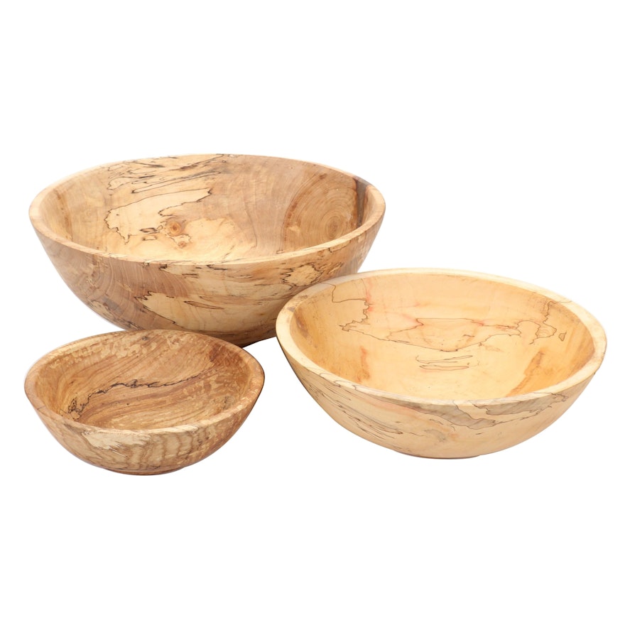 Jim Eliopulos Turned Spalted Maple and Box Elder Wood Bowls