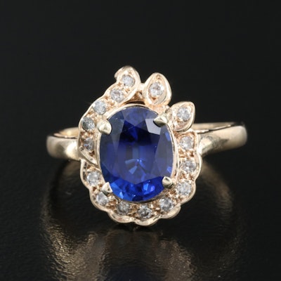 14K Sapphire and Diamond Ring with GIA Report