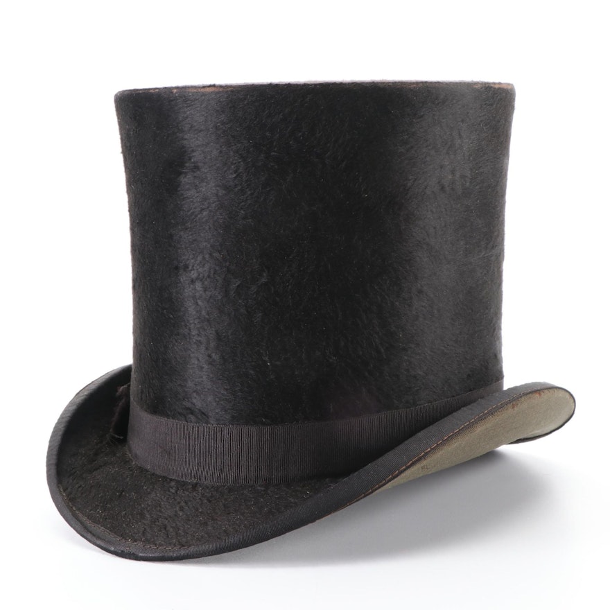 George Thill & Bro. Top Hat in Beaver Felt with Box, Late 19th Century
