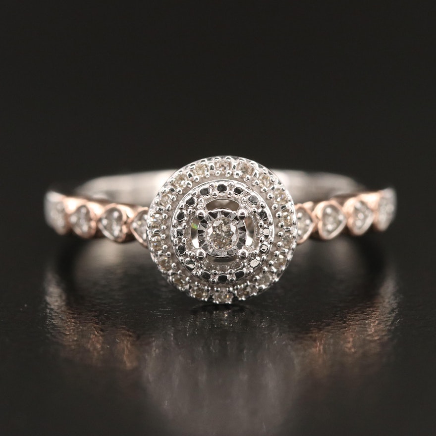 Sterling Two-Tone Diamond Ring