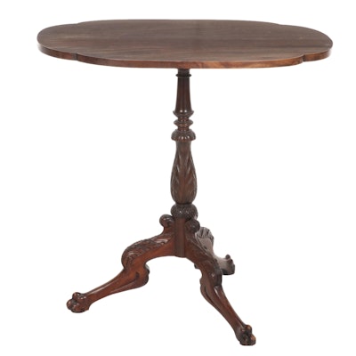 Chippendale Style Carved Mahogany Tilt-Top Tripod Side Table, 20th Century