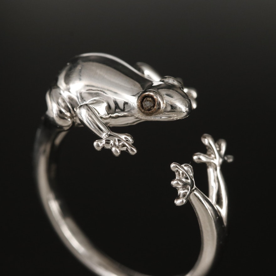 Sterling Diamond Frog Ring with Open Shank