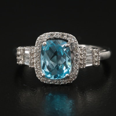 Sterling Sky Blue Topaz and White Sapphire Ring