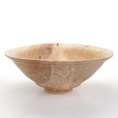 Jim Eliopulos Turned Silver Maple Crater Wood Bowl