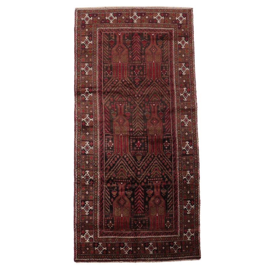 4'4 x 9' Hand-Knotted Persian Baluch Area Rug
