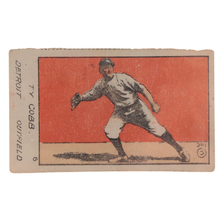1920 W516-1-2 Ty Cobb #6 Hand Cut Baseball Strip Card