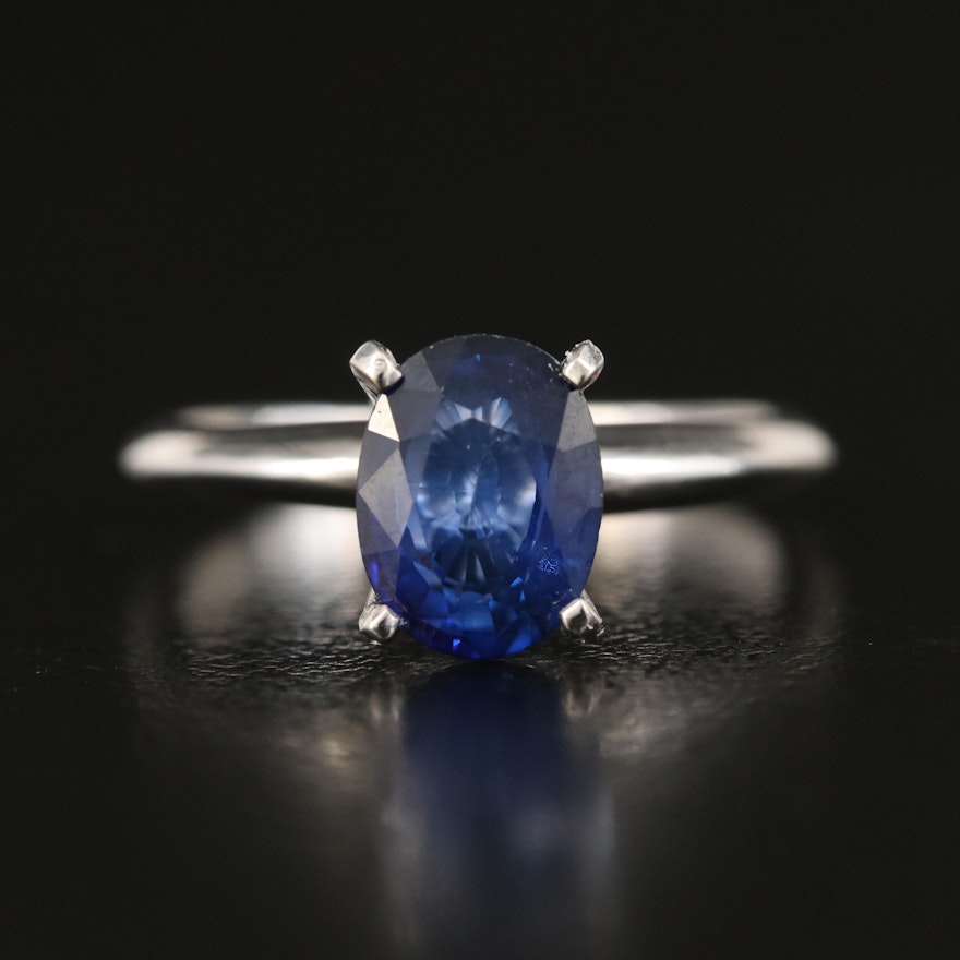 14K Sapphire Solitaire Ring with GIA Report