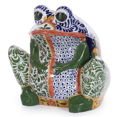 Tierra Fina Hand-Painted Ceramic Frog Planter