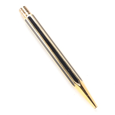 Caran d'Ache Gold Plated and Black Lacquer Mini Ballpoint Pen and Sheath