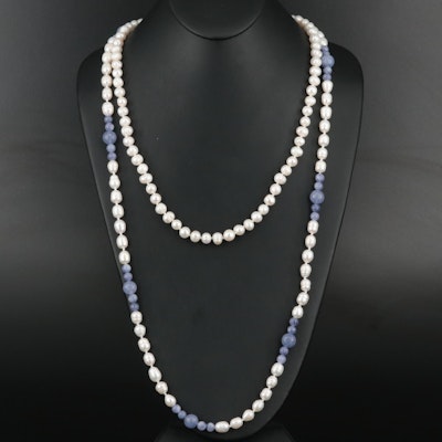 Pearl Single Strand Necklace and Quartz and Pearl Necklace
