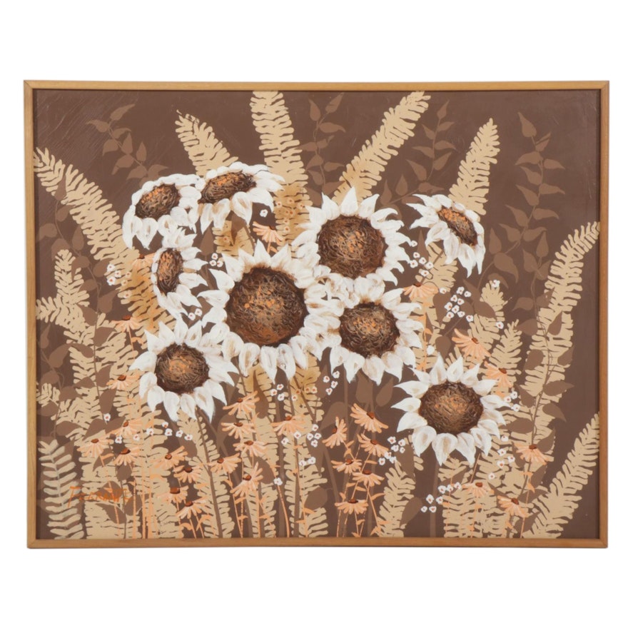 Mario Ferrante Embellished Serigraph of Sunflowers, Late 20th-21st Century