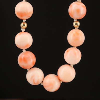Coral and Gold Filled Beaded Necklace