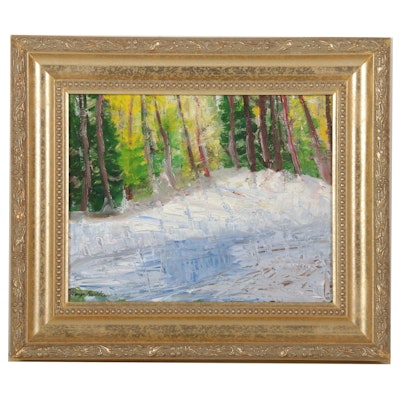 Marge Rushka Landscape Oil Painting "May Snow," 2005