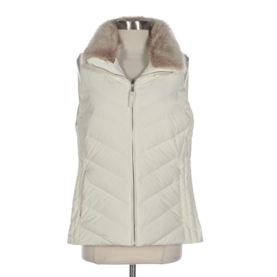 Talbots Down-Filled Zip-Front Vest with Detachable Faux Fur Collar