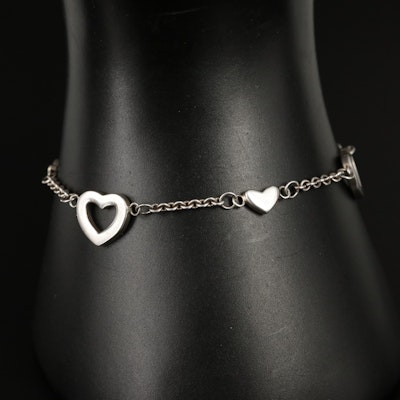 Tiffany & Co. Sterling Heart Station Bracelet