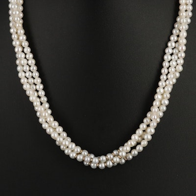 Pearl Torsade Necklace with 14K Clasp