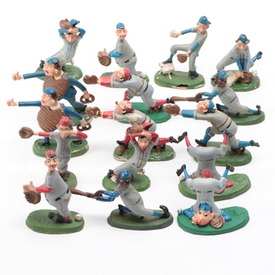 1940s Milano Comical Papier-mâché Baseball Player Action Figures