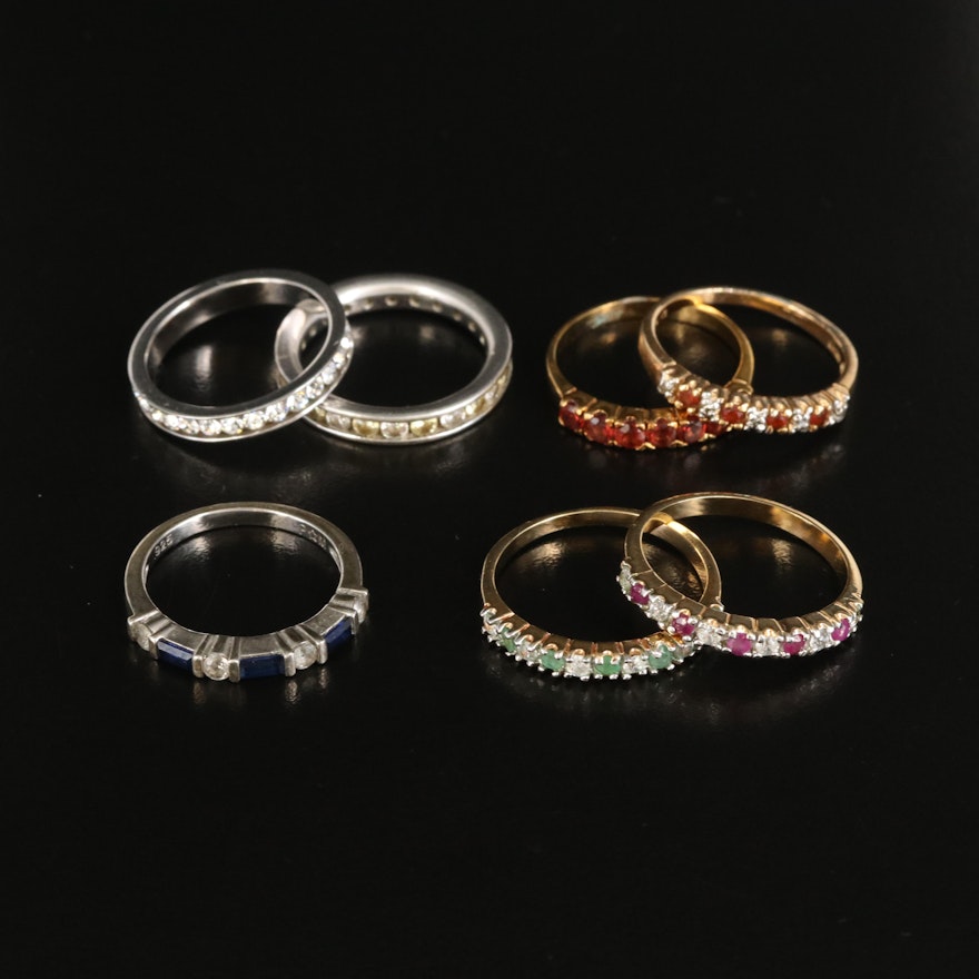 Sapphire, Garnet and Cubic Zirconia Rings Featuring Sterling