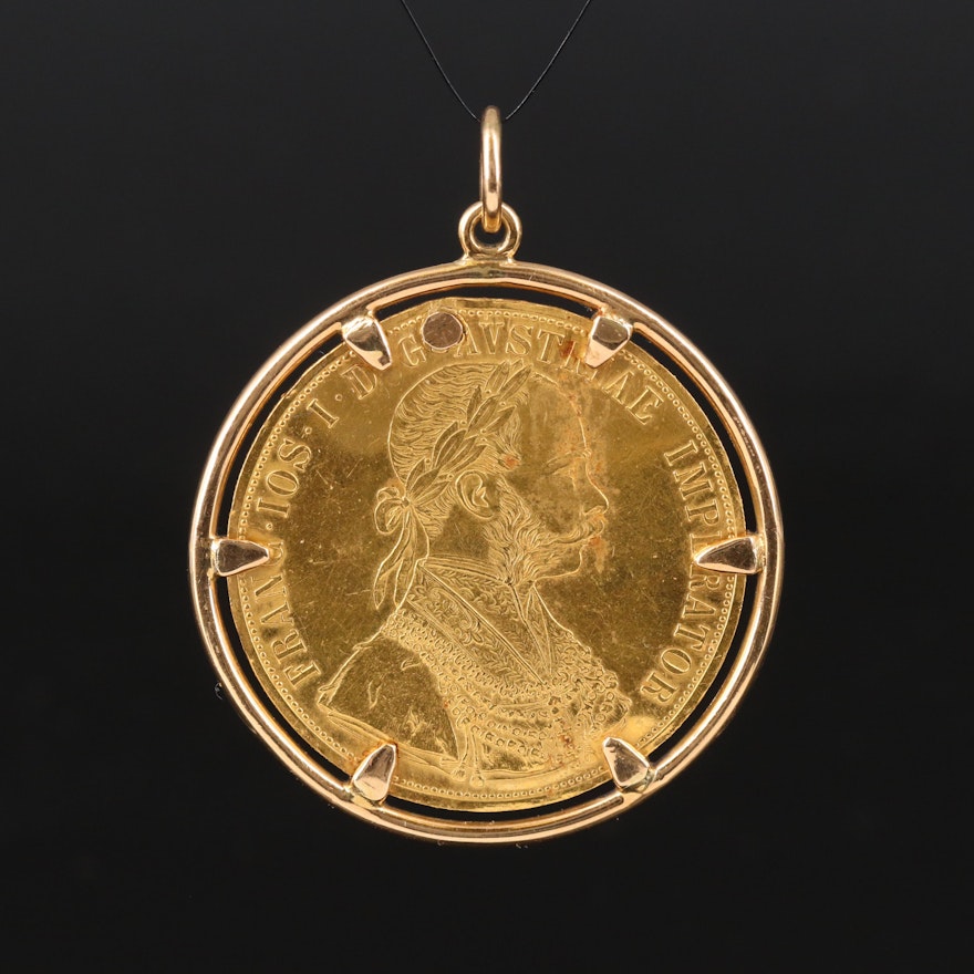 14K Pendant with 1898 Austrian Four Ducat Gold Coin