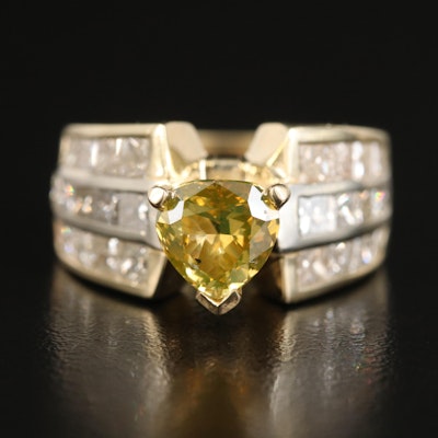 14K 3.96 CTW Diamond Ring with Channel Set Shoulders
