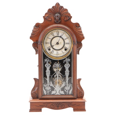 Ansonia Neoclassical Style Pressed Wood Shelf Clock, Late 19th/ Early 20th C.