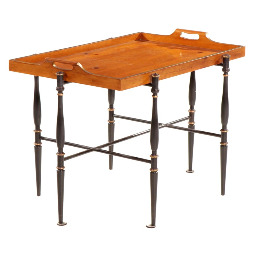 Baker Furniture Ebonized, Parcel-Gilt and Pine-Top Tray Table