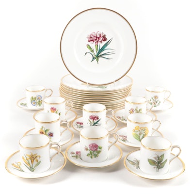 Royal Worcester "Williamson Flower" Bone China Demitasse Cups and Plates