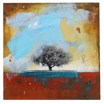 Todd Camp Mixed Media Painting "Treescape 116," 21st Century