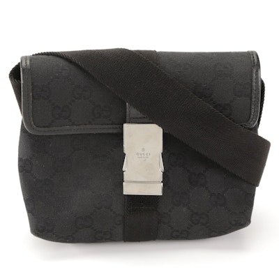 Gucci Small Belt Bag in Black GG Canvas and Black Leather