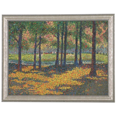 Pointillist Style Landscape Oil Painting