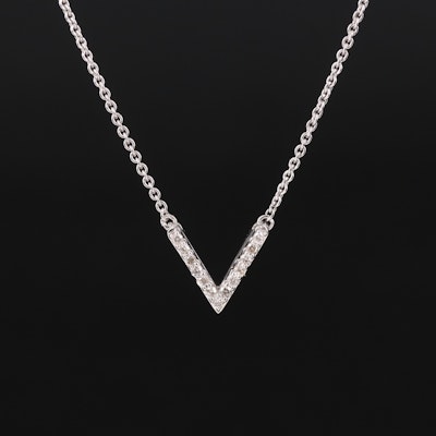 Sterling Diamond Chevron Necklace