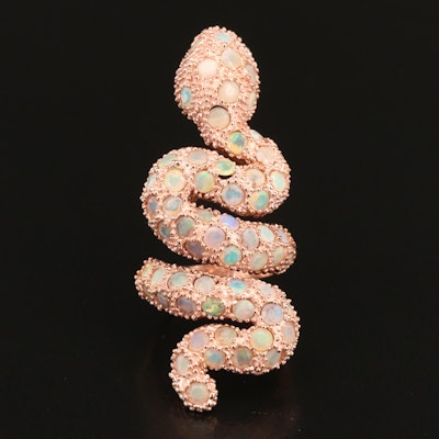 Sterling Opal Snake Ring