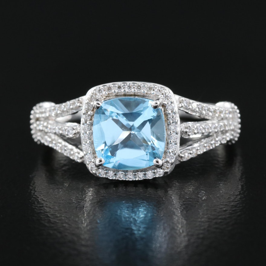 Sterling Topaz and Cubic Zirconia Ring