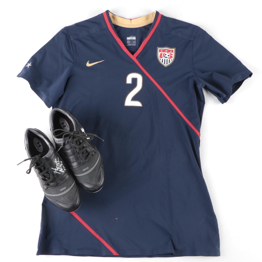 Heather Mitts U.S.A. Women's Soccer Signed Jersey and Cleats