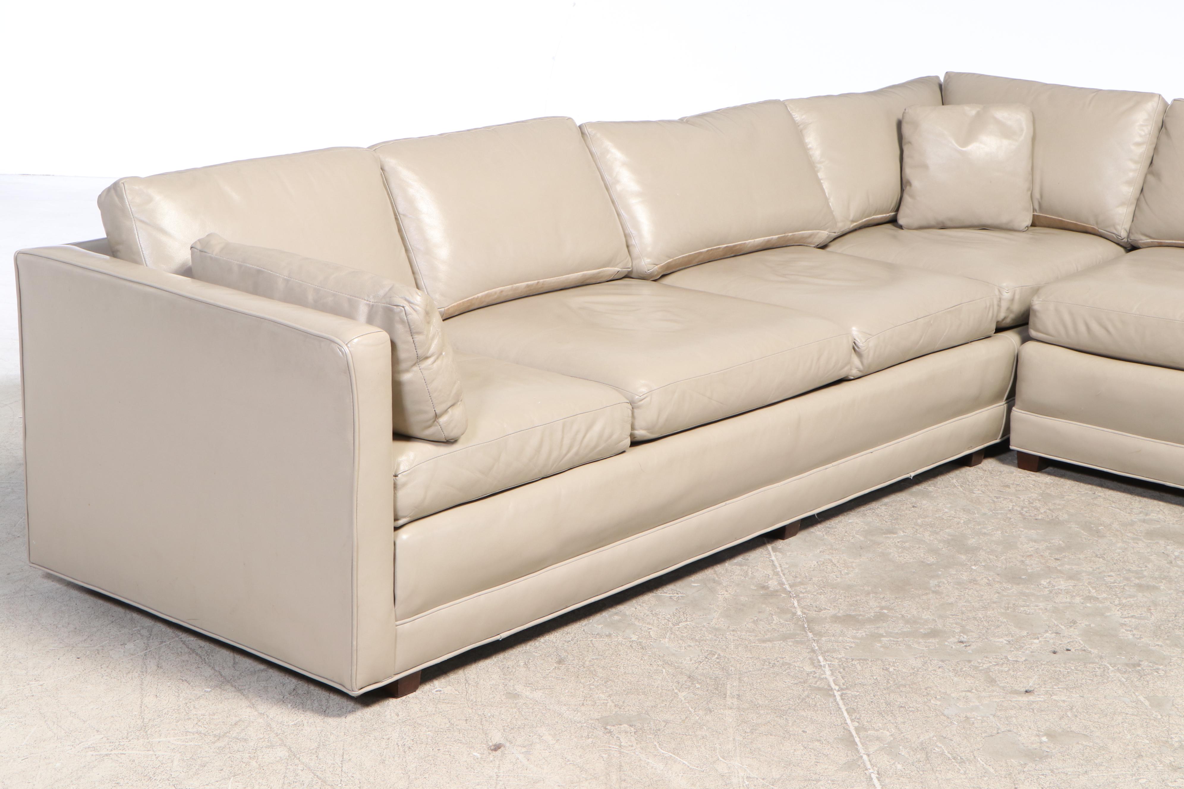 Baker Furniture Modernist Leather Sectional Sofa, Mid to Late 20th