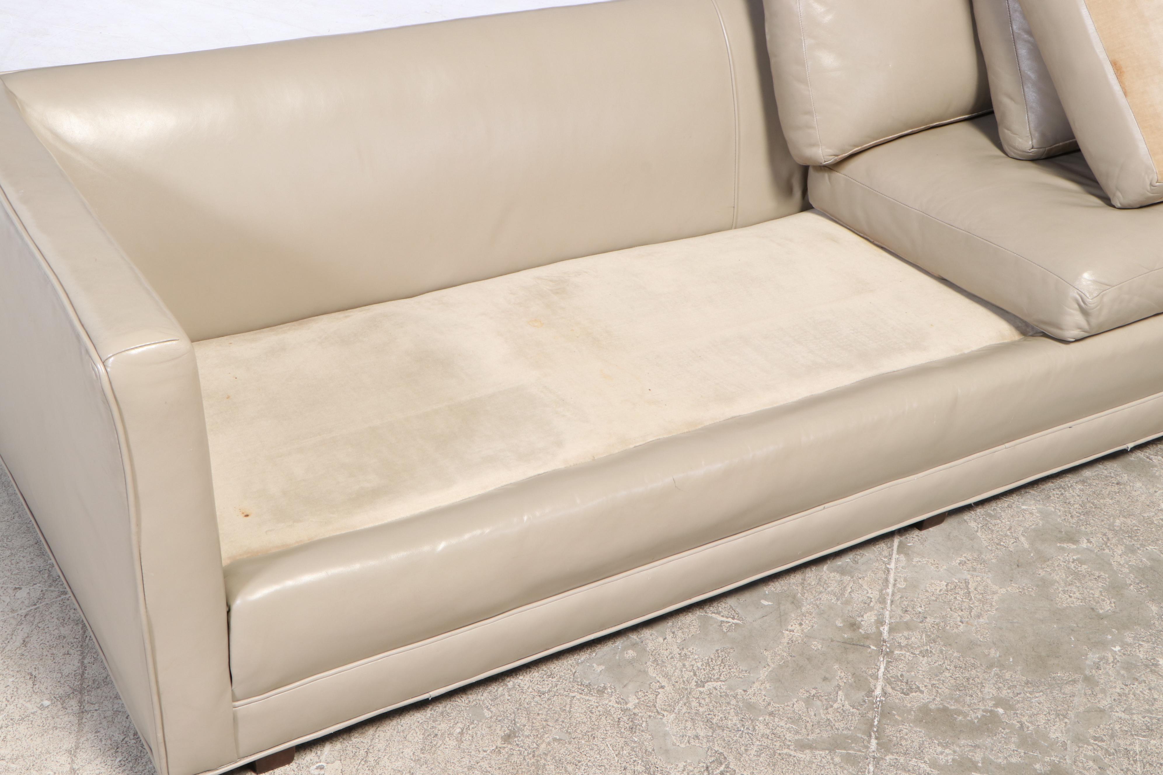 Baker Furniture Modernist Leather Sectional Sofa, Mid to Late 20th