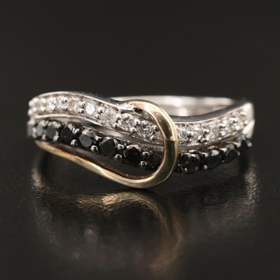 Sterling 0.52 CTW Diamond Ring with 10K Accents