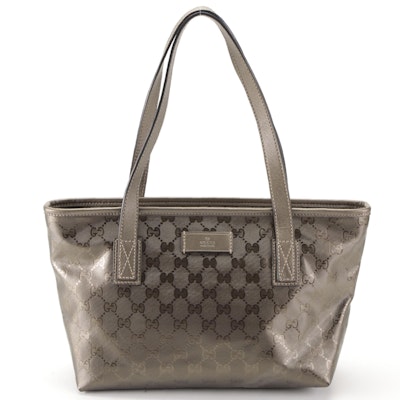 Gucci Zip Tote in GG Imprimé Coated Canvas and Leather Trim