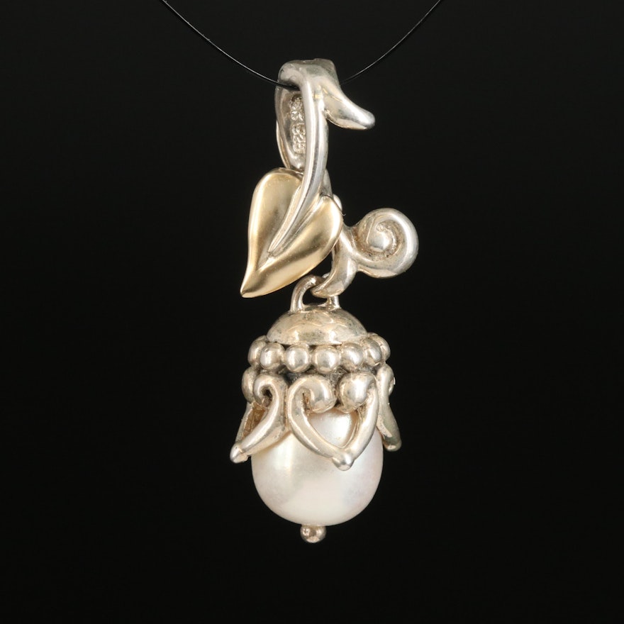 Barbara Bixby Floral Pearl Enhancer Pendant with 18K Accent