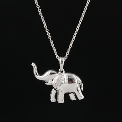 Sterling Diamond Elephant Necklace